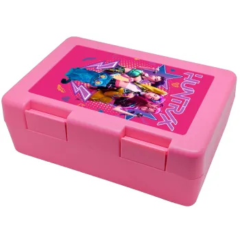 Huntrix K-pop series, Παιδικό δοχείο κολατσιού ΡΟΖ 185x128x65mm (BPA free πλαστικό)