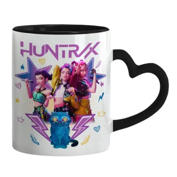 Huntrix K-pop series, Κούπα καρδιά χερούλι μαύρη, κεραμική, 330ml