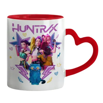 Huntrix K-pop series, Κούπα καρδιά χερούλι κόκκινη, κεραμική, 330ml