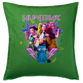 Huntrix K-pop series, Μαξιλάρι καναπέ Πράσινο 100% βαμβάκι, περιέχεται το γέμισμα (50x50cm)