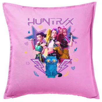 Huntrix K-pop series, Μαξιλάρι καναπέ ΡΟΖ 100% βαμβάκι, περιέχεται το γέμισμα (50x50cm)