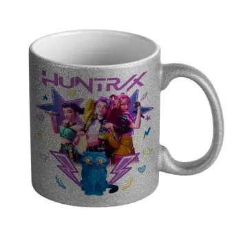 Huntrix K-pop series, Κούπα Ασημένια Glitter που γυαλίζει, κεραμική, 330ml