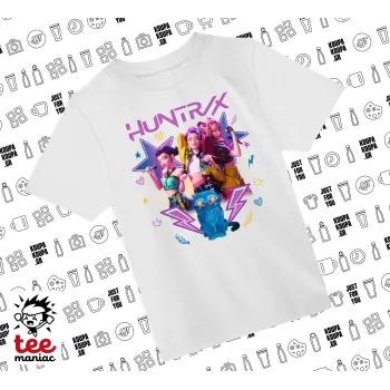 Huntrix K-pop series, Άνετο παιδικό T-Shirt ΛΕΥΚΟ από 100% βαμβάκι, για κάθε μέρα. Vegan & OEKO-TEX πιστοποιημένο.