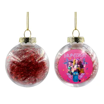 Huntrix K-pop series, Transparent Christmas tree ball ornament with red filling 8cm