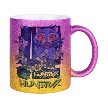 Huntrix Derpy the blue tiger, Κούπα Χρυσή/Ροζ Glitter, κεραμική, 330ml