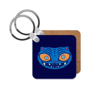 Huntrix Derpy the blue tiger, Μπρελόκ Ξύλινο τετράγωνο MDF