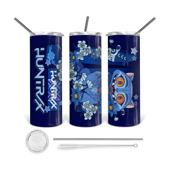 Huntrix Derpy the blue tiger, Tumbler stainless steel 600ml, with metal straw & cleaning brush