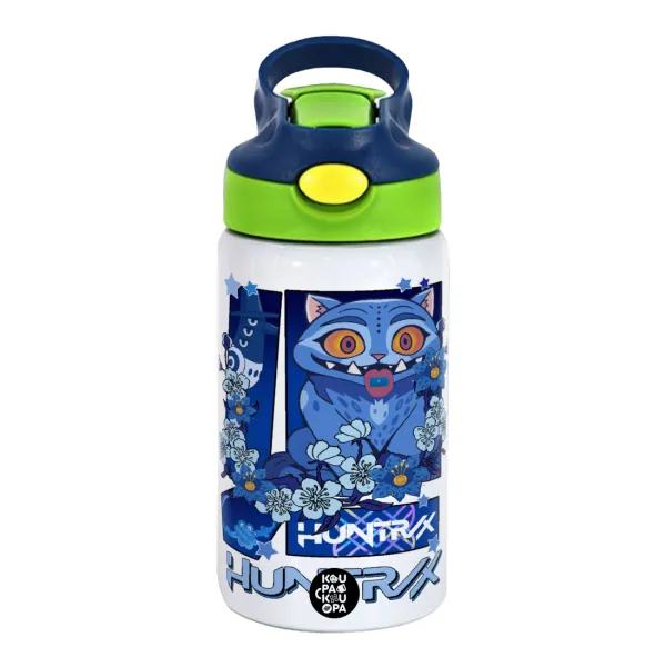 Huntrix Derpy the blue tiger — Παιδικό παγούρι θερμό, ανοξείδωτο, με καλαμάκι ασφαλείας, πράσινο/μπλε (350ml)
