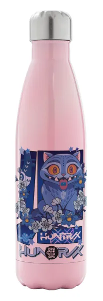 Huntrix Derpy the blue tiger — Μεταλλικό παγούρι θερμός Ροζ Ιριδίζον (Stainless steel), διπλού τοιχώματος, 500ml