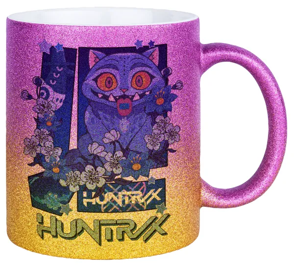 Huntrix Derpy the blue tiger — Κούπα Χρυσή/Ροζ Glitter, κεραμική, 330ml