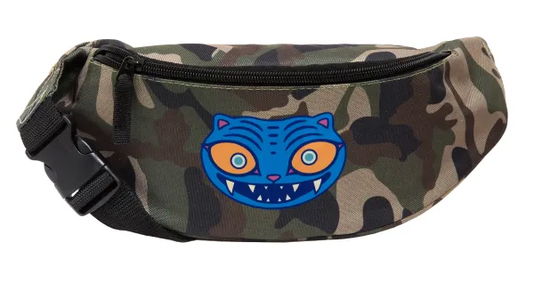 Huntrix Derpy the blue tiger — Unisex waist bag (banana) in Jungle camouflage color with 2 pockets