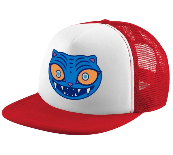 Huntrix Derpy the blue tiger — Καπέλο παιδικό Soft Trucker με Δίχτυ ΚΟΚΚΙΝΟ/ΛΕΥΚΟ (POLYESTER, ΠΑΙΔΙΚΟ, ONE SIZE)