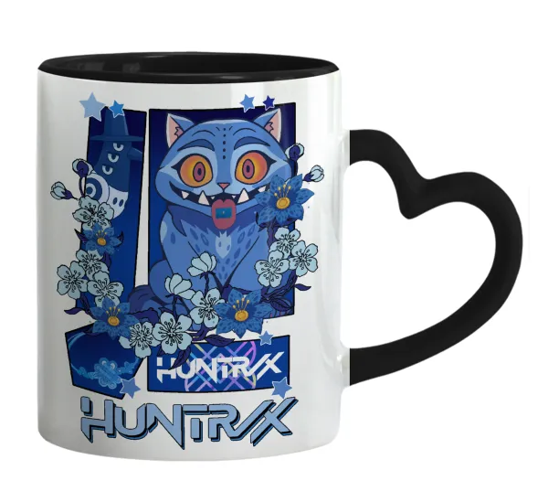 Huntrix Derpy the blue tiger — Mug heart black handle, ceramic, 330ml