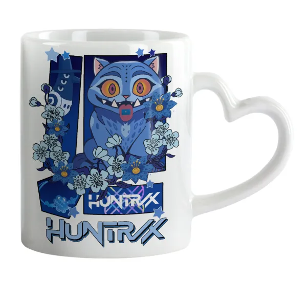 Huntrix Derpy the blue tiger — Κούπα καρδιά χερούλι λευκή, κεραμική, 330ml