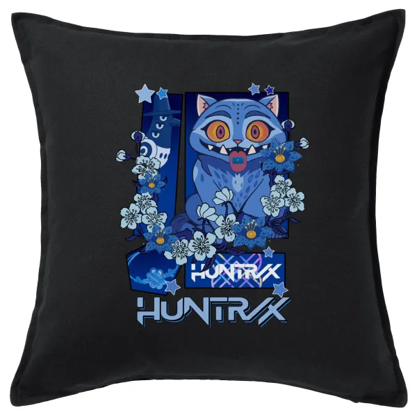 Huntrix Derpy the blue tiger — Μαξιλάρι καναπέ Μαύρο 100% βαμβάκι, περιέχεται το γέμισμα (50x50cm)