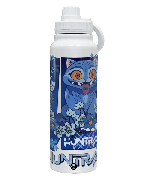 Huntrix Derpy the blue tiger — 1L Stainless Steel Thermal Bottle with Phone Holder & Double Wall Insulation