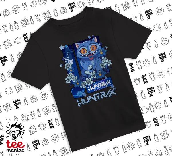 Huntrix Derpy the blue tiger — ΜΑΥΡΟ Άνετο παιδικό T-Shirt από 100% βαμβάκι, για κάθε μέρα. Vegan & OEKO-TEX πιστοποιημένο.