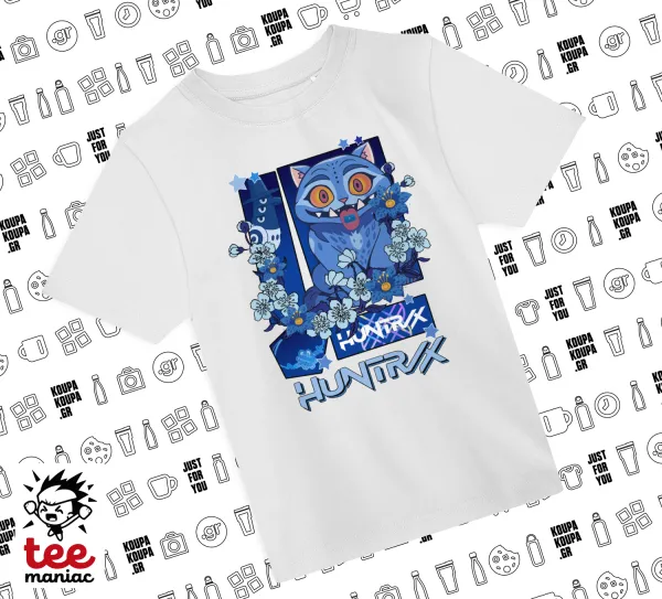 Huntrix Derpy the blue tiger — ΛΕΥΚΟ Άνετο παιδικό T-Shirt από 100% βαμβάκι, για κάθε μέρα. Vegan & OEKO-TEX πιστοποιημένο.