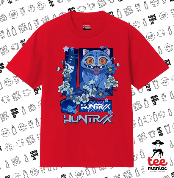Huntrix Derpy the blue tiger — ΚΟΚΚΙΝΟ Κλασικό T-Shirt, διπλής ραφής, χωρίς πλευρικές ραφές από 100% βαμβάκι. Vegan & OEKO-TEX πιστοποιημένο.