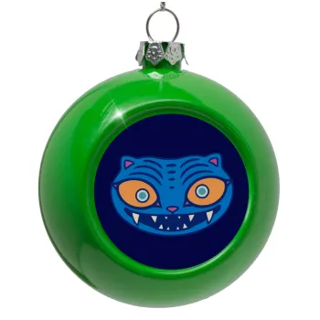 Huntrix Derpy the blue tiger, Στολίδι Χριστουγεννιάτικη μπάλα δένδρου Πράσινο 8cm