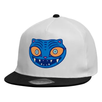 Huntrix Derpy the blue tiger, Καπέλο παιδικό Flat Snapback, Λευκό (100% ΒΑΜΒΑΚΕΡΟ, ΠΑΙΔΙΚΟ, UNISEX, ONE SIZE)