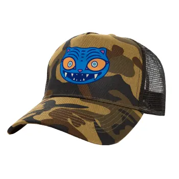 Huntrix Derpy the blue tiger, Καπέλο Ενηλίκων Structured Trucker, με Δίχτυ, (παραλλαγή) Army (100% ΒΑΜΒΑΚΕΡΟ, ΕΝΗΛΙΚΩΝ, UNISEX, ONE SIZE)