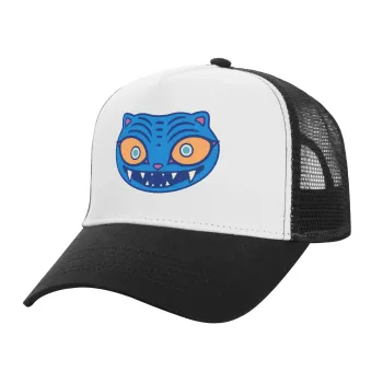 Huntrix Derpy the blue tiger, Καπέλο Ενηλίκων Structured Trucker, με Δίχτυ, ΛΕΥΚΟ/ΜΑΥΡΟ (100% ΒΑΜΒΑΚΕΡΟ, ΕΝΗΛΙΚΩΝ, UNISEX, ONE SIZE)