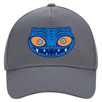 Huntrix Derpy the blue tiger, Καπέλο Ενηλίκων Ultimate Γκρι, (100% ΒΑΜΒΑΚΕΡΟ DRILL, ΕΝΗΛΙΚΩΝ, UNISEX, ONE SIZE)