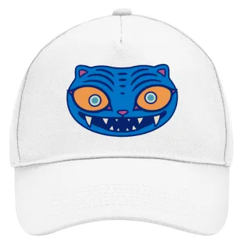 Huntrix Derpy the blue tiger, Καπέλο Ενηλίκων Baseball, Drill, Λευκό (100% ΒΑΜΒΑΚΕΡΟ, ΕΝΗΛΙΚΩΝ, UNISEX, ONE SIZE)