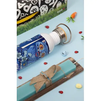 Huntrix Derpy the blue tiger, Πασχαλινή Λαμπάδα με παγούρι μεταλλικό (620ml, stainless steel) & κερί αρωματικό πλακέ (30cm) (ΤΙΡΚΟΥΑΖ)