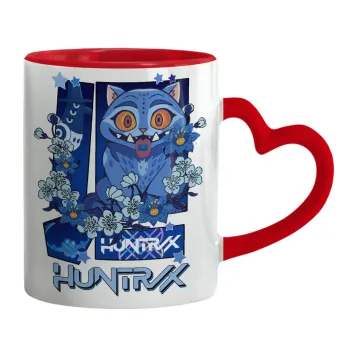 Huntrix Derpy the blue tiger, Κούπα καρδιά χερούλι κόκκινη, κεραμική, 330ml