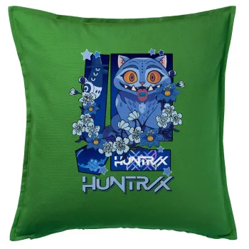 Huntrix Derpy the blue tiger, Μαξιλάρι καναπέ Πράσινο 100% βαμβάκι, περιέχεται το γέμισμα (50x50cm)
