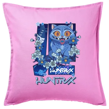 Huntrix Derpy the blue tiger, Μαξιλάρι καναπέ ΡΟΖ 100% βαμβάκι, περιέχεται το γέμισμα (50x50cm)
