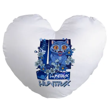 Huntrix Derpy the blue tiger, Μαξιλάρι καναπέ καρδιά 40x40cm περιέχεται το  γέμισμα