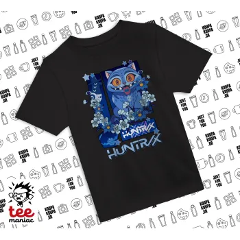 Huntrix Derpy the blue tiger, Άνετο παιδικό T-Shirt ΜΑΥΡΟ από 100% βαμβάκι, για κάθε μέρα. Vegan & OEKO-TEX πιστοποιημένο.