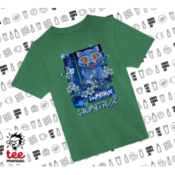 Huntrix Derpy the blue tiger, Άνετο παιδικό T-Shirt ΠΡΑΣΙΝΟ από 100% βαμβάκι, για κάθε μέρα. Vegan & OEKO-TEX πιστοποιημένο.