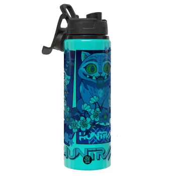Huntrix Derpy the blue tiger, Μεταλλικό παγούρι νερού με καπάκι ασφαλείας, αλουμινίου 850ml