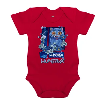 Huntrix Derpy the blue tiger, Βρεφικό φορμάκι μωρού, ΚΟΚΚΙΝΟ, 100% Organic Cotton, κοντομάνικο