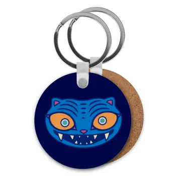 Huntrix Derpy the blue tiger, Μπρελόκ Ξύλινο στρογγυλό MDF Φ5cm