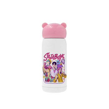 Huntrix Saja Boys, Ροζ ανοξείδωτο παγούρι θερμό (Stainless steel), 320ml