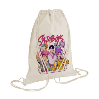 Huntrix Saja Boys, Τσάντα πλάτης πουγκί GYMBAG natural (28x40cm)