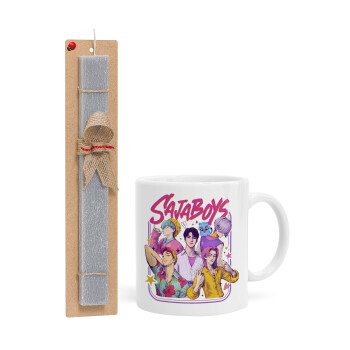 Huntrix Saja Boys, Πασχαλινή Λαμπάδα με Κούπα κεραμική (330ml) & κερί αρωματικό πλακέ (30cm) (ΓΚΡΙ)