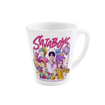 Huntrix Saja Boys, Κούπα κωνική Latte Λευκή, κεραμική, 300ml