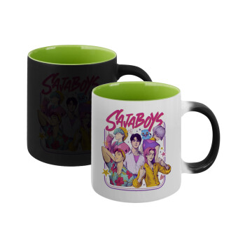 Huntrix Saja Boys, Κούπα Μαγική εσωτερικό πράσινο, κεραμική 330ml που αλλάζει χρώμα με το ζεστό ρόφημα