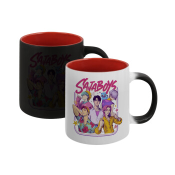 Huntrix Saja Boys, Κούπα Μαγική εσωτερικό κόκκινο, κεραμική, 330ml που αλλάζει χρώμα με το ζεστό ρόφημα