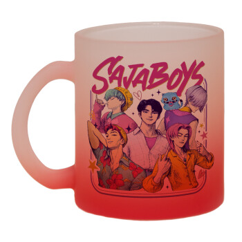 Huntrix Saja Boys, Κούπα γυάλινη δίχρωμη με βάση το κόκκινο ματ, 330ml