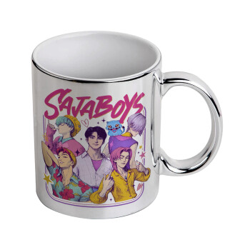 Huntrix Saja Boys, Κούπα κεραμική, ασημένια καθρέπτης, 330ml