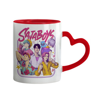 Huntrix Saja Boys, Κούπα καρδιά χερούλι κόκκινη, κεραμική, 330ml