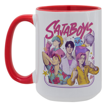 Huntrix Saja Boys, Κούπα Mega 15oz, κεραμική Κόκκινη, 450ml