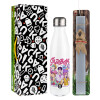 Easter candle, metallic white thermos bottle (500ml) & aromatic flat candle (30cm) (GRAY)
